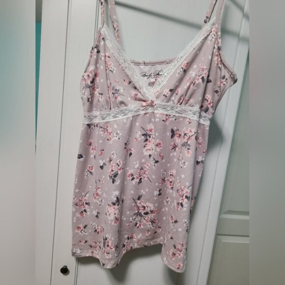 Floral Lace Purple Pink Marilyn Monroe Night Pajama Lingerie V Neck Shirt Size M - Picture 9 of 9